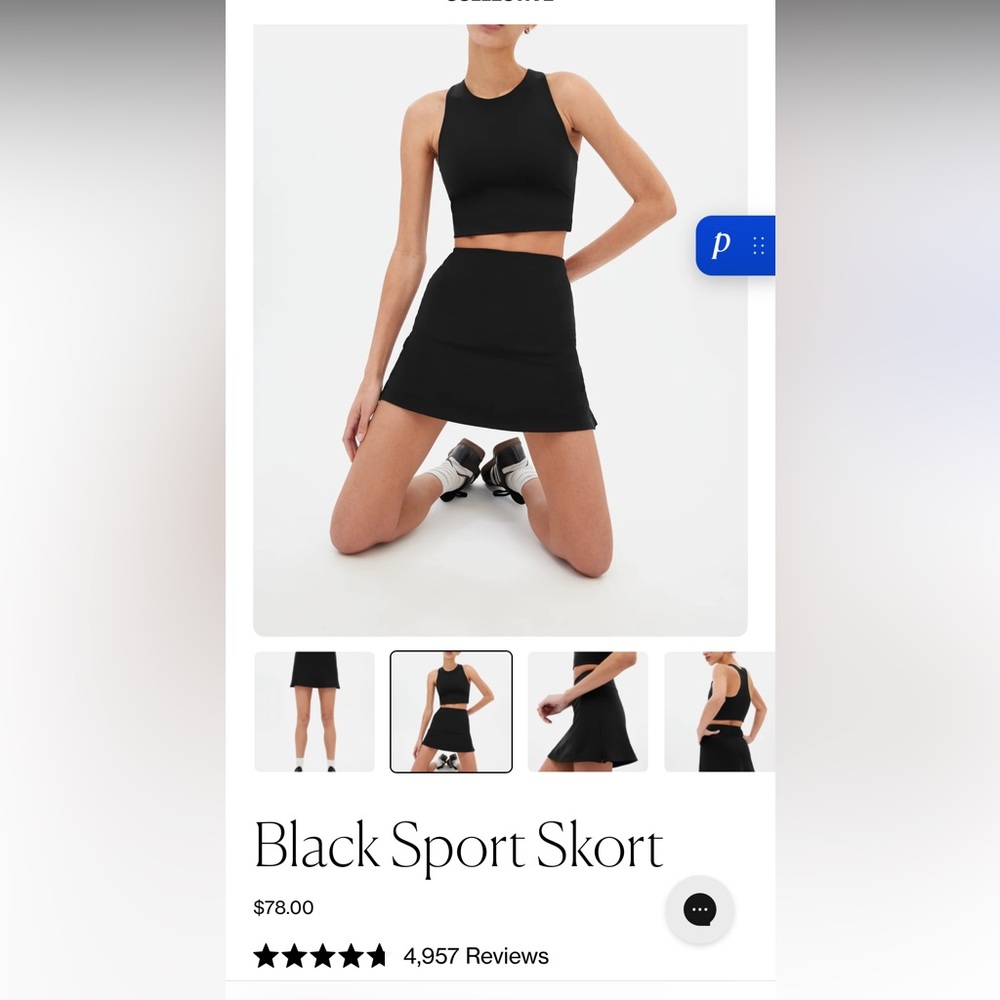 Girlfriend Collective Black Women's Sport Skort
